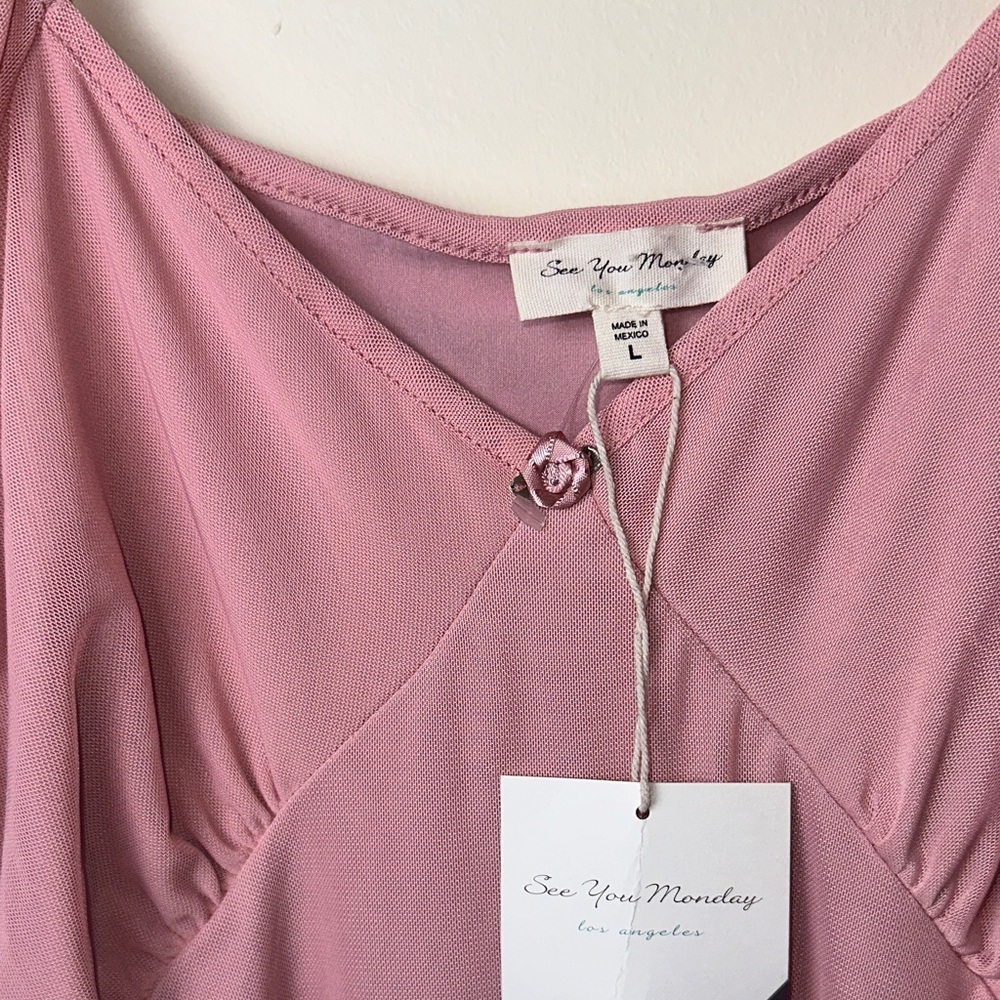 See You Monday Women’s Pink Mini Dress Size Large - Picture 4 of 9